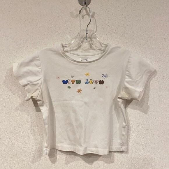 With Jean Floral Graphic Crop Top Size Small VGUC - Picture 2 of 6